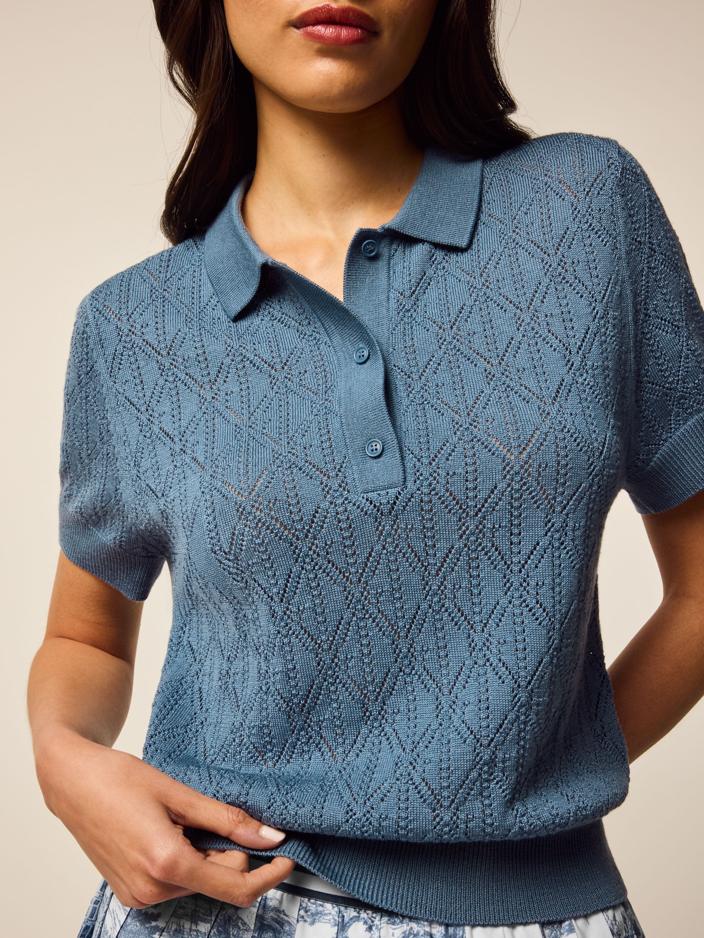 Bardot Pointelle Short Sleeve Sweater