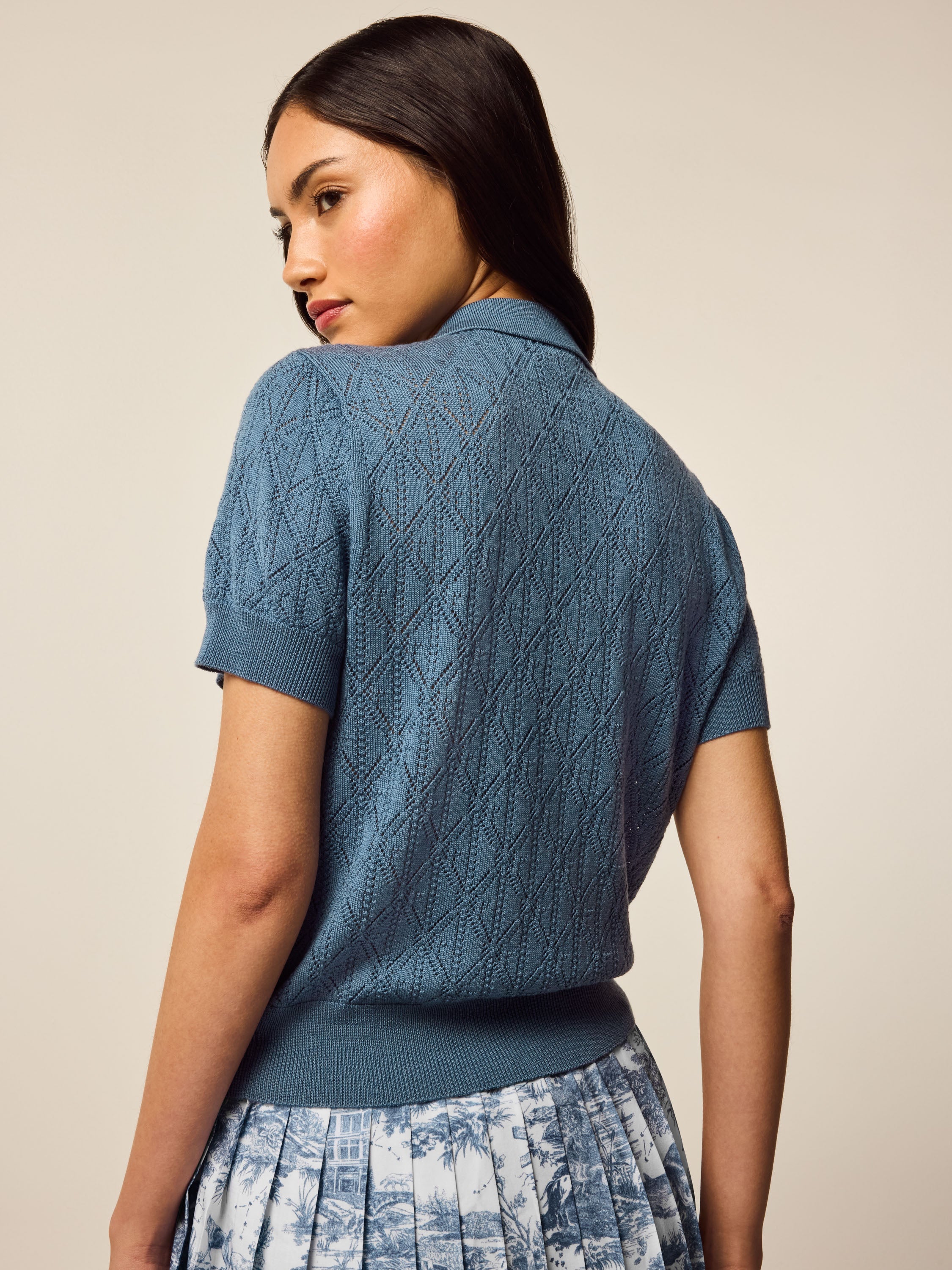 Bardot Pointelle Short Sleeve Sweater