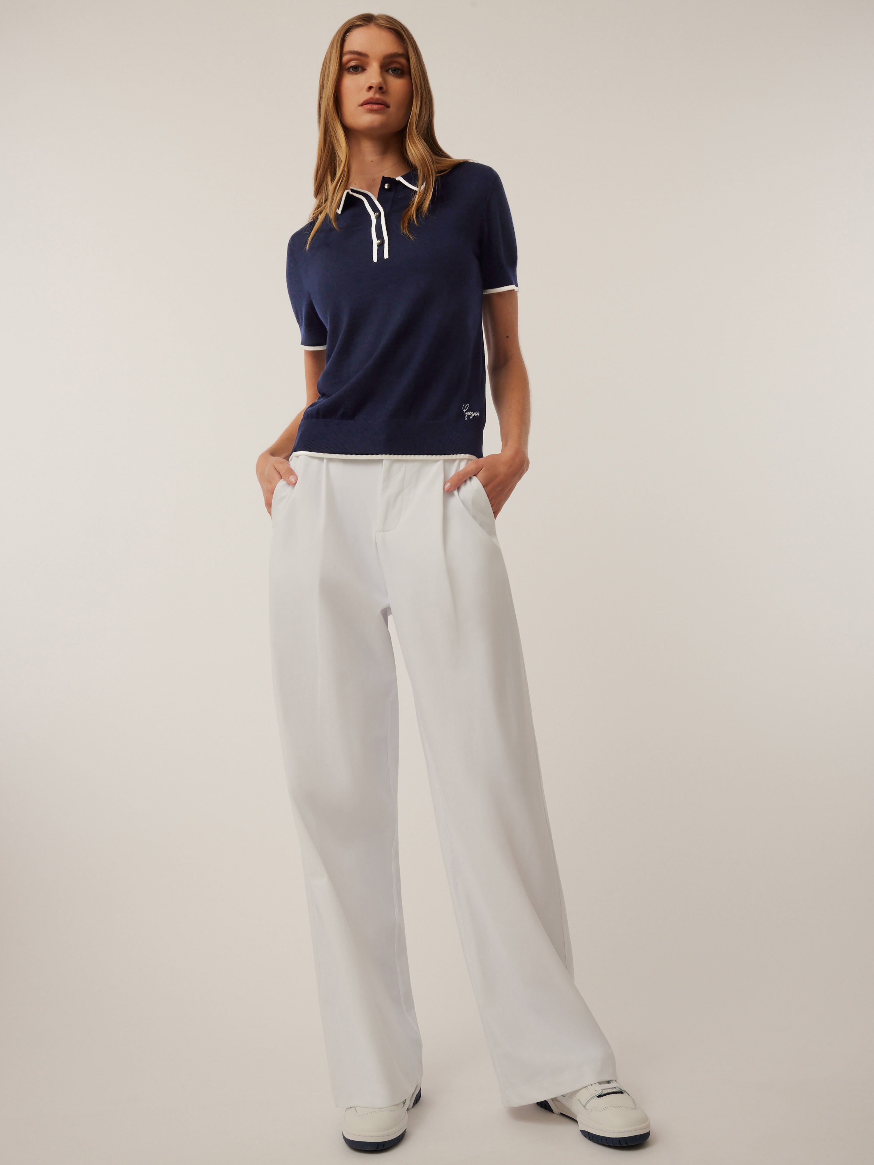 Bardot Script Short Sleeve Sweater Polo