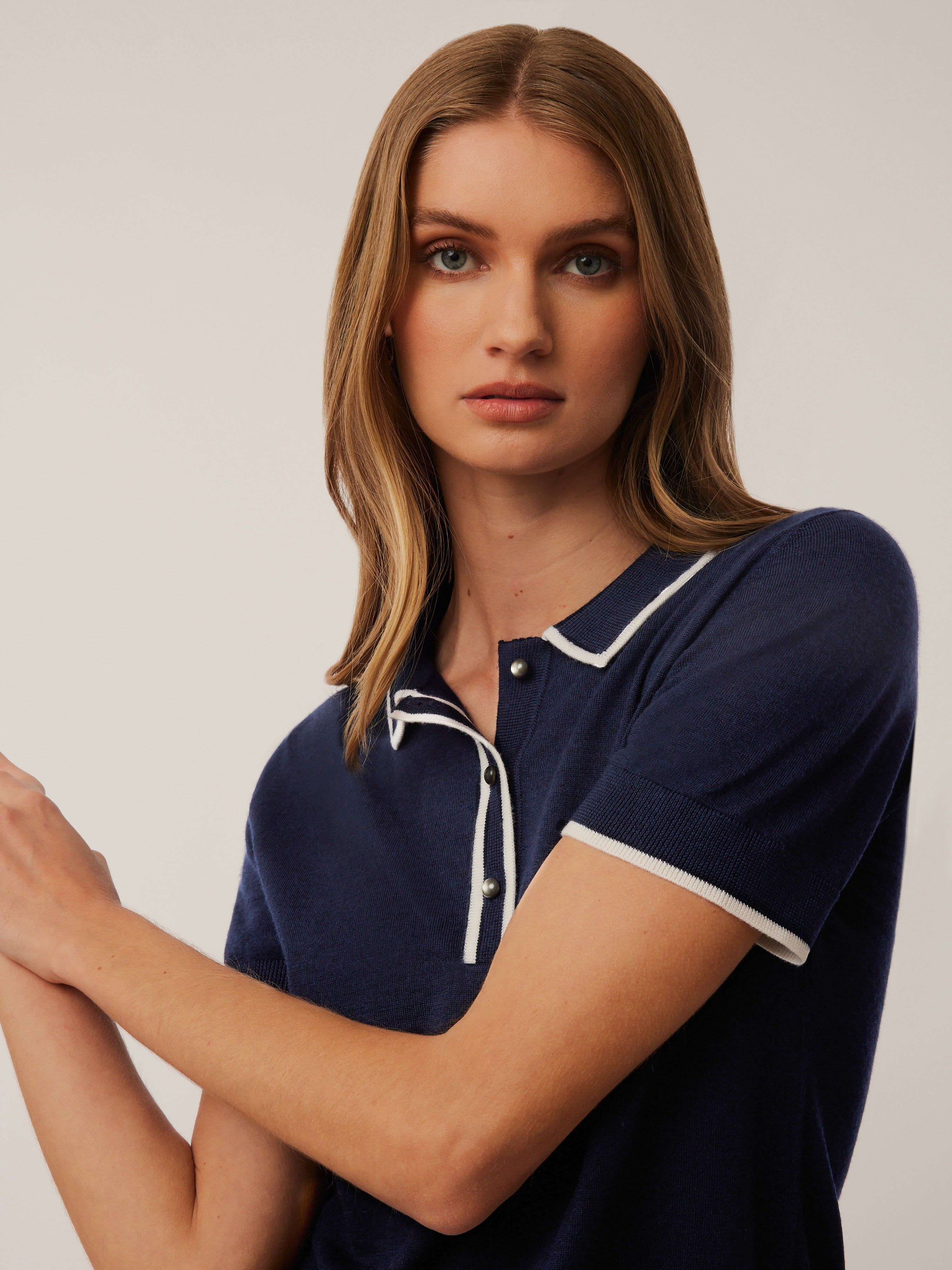 Bardot Script Short Sleeve Sweater Polo