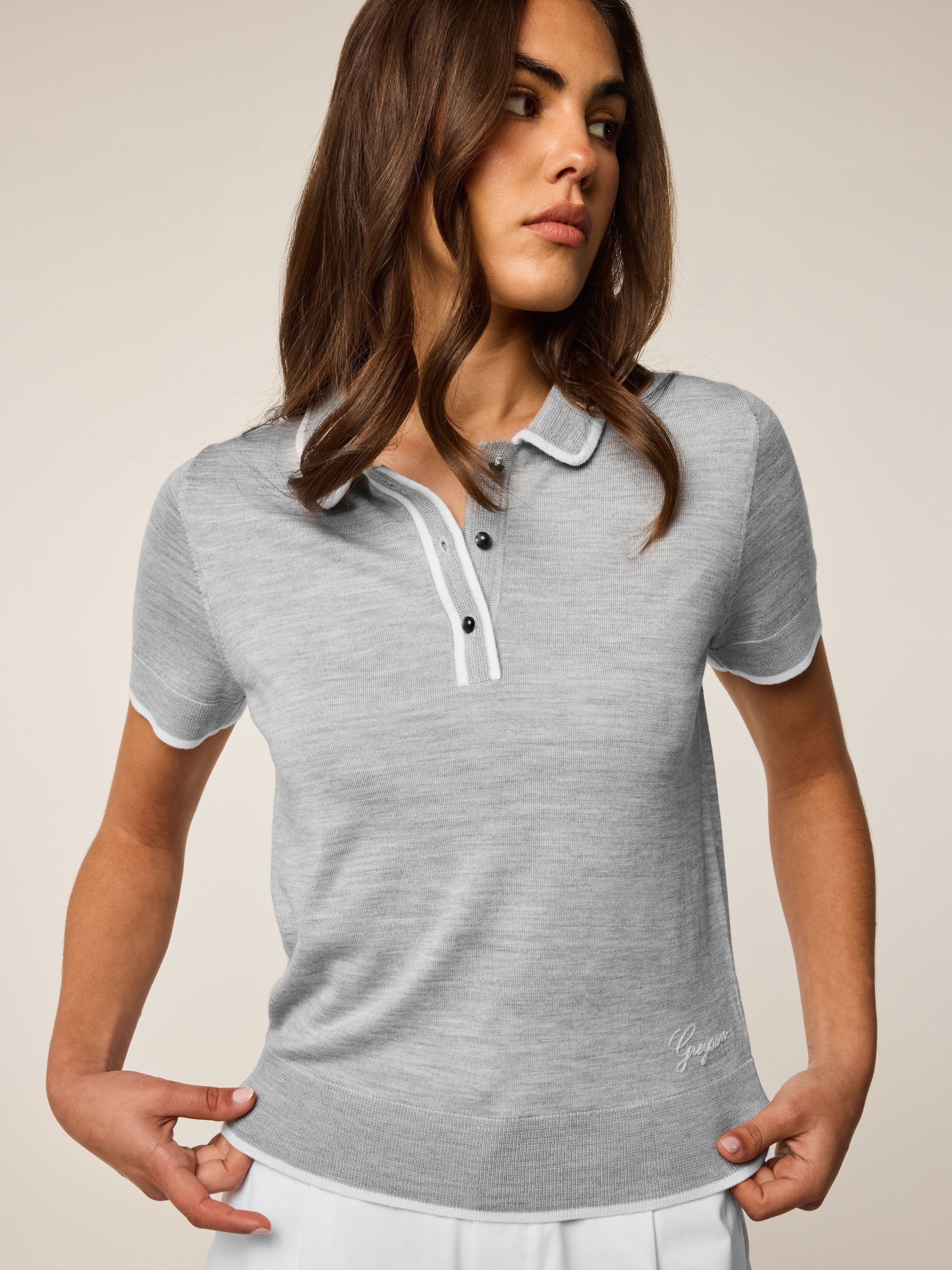 Bardot Script Short Sleeve Sweater Polo