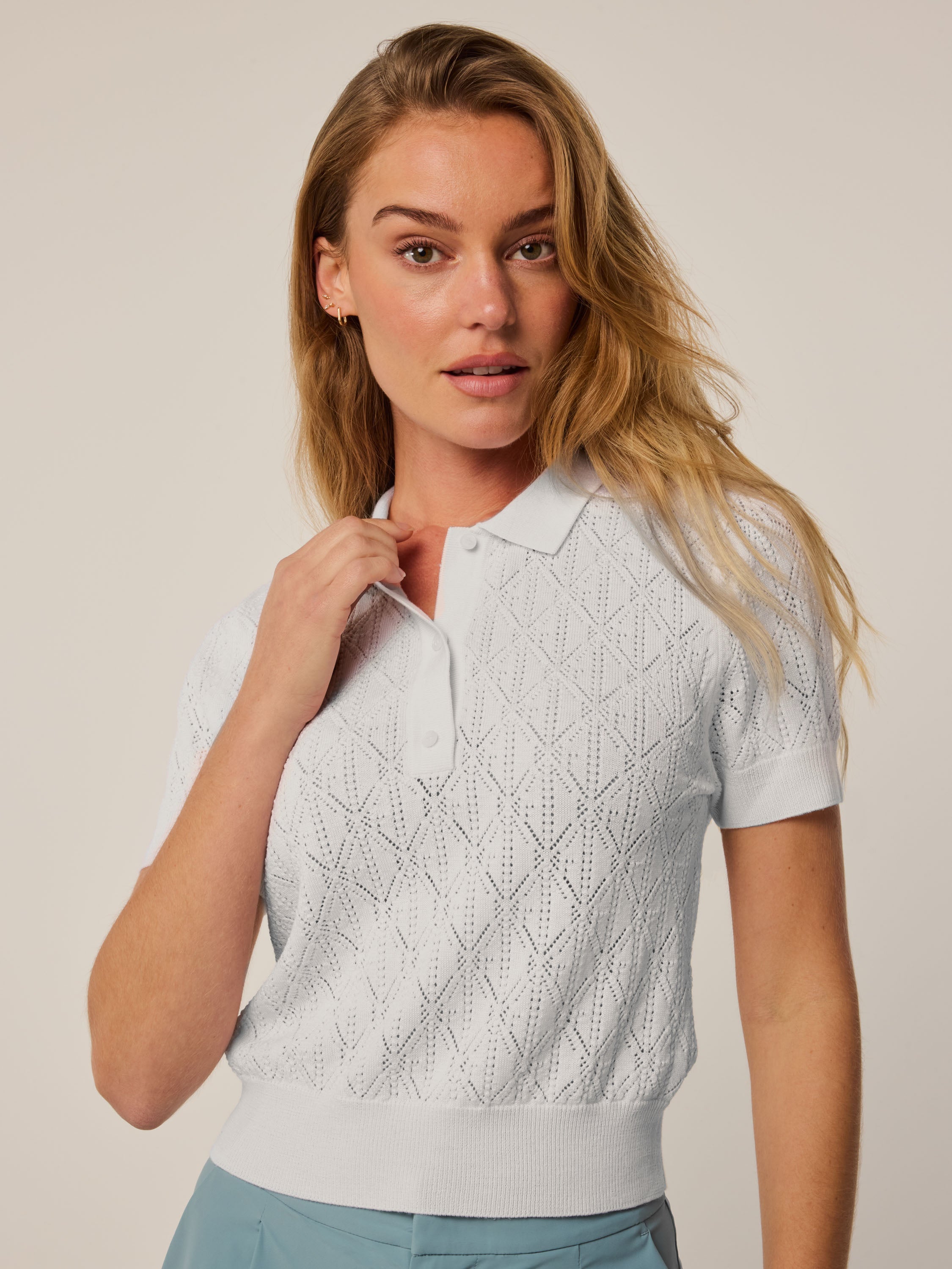 Bardot Pointelle Short Sleeve Sweater